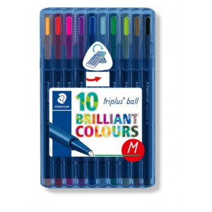 Staedtler Triplus Ball Set of 10 BRILLIANT Colours Medium