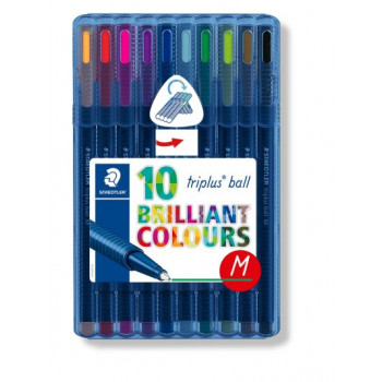 Staedtler Triplus Ball Set of 10 BRILLIANT Colours Medium