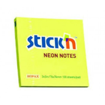 Stick'n Note 76x76mm 100 Sheet Neon Lemon