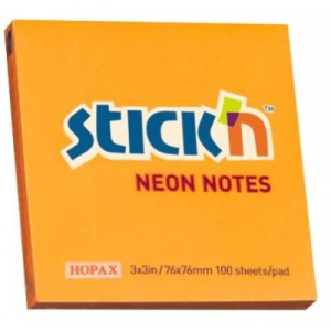 Stick'n Note 76x76mm 100 Sheet Neon Orange