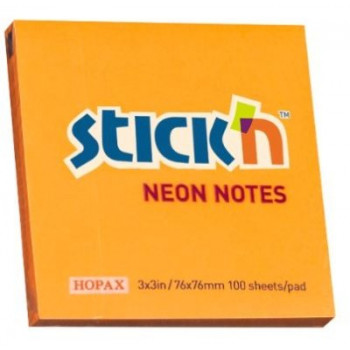 Stick'n Note 76x76mm 100 Sheet Neon Orange