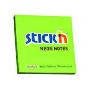 Stick'n Note 76x76mm 100 Sheet Neon Green