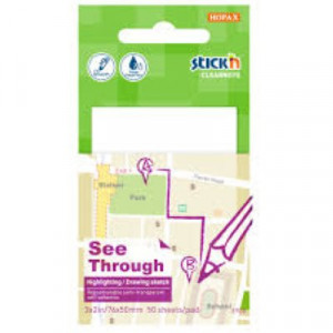 Stick'n Clearnote White 76x51mm 50 Sheets Transparent