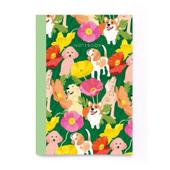 Dogs and poppies Notebook Jotter 56 cream sheets