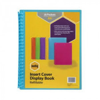 Marbig Refillable Display Book 20 Pocket Insert Cover Marine