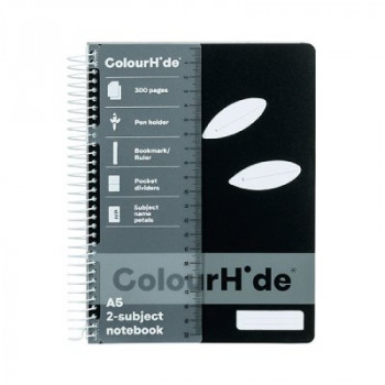 Colourhide 2 Subject Book A5 300 Page Black