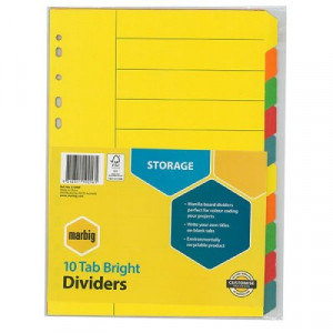 Marbig Dividers Mala Bright A4 10 Tab