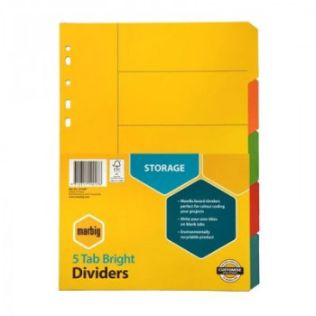 Marbig Dividers Mala Bright A4 5 Tab