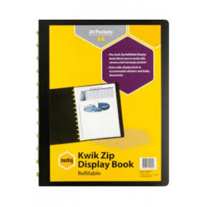 Marbig Kwik Zip Display Book 20 pocket refillable