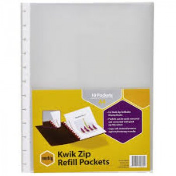 Marbig Kwik Zip Refill Packets 10 pocket A4