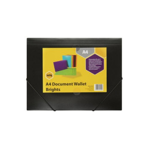 Marbig A4 Document Wallet Brights - Black