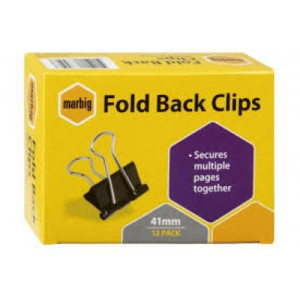 Marbig Fold Back Clips 41mm Box of 12