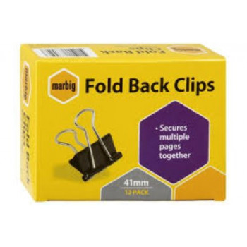 Marbig Fold Back Clips 41mm Box of 12