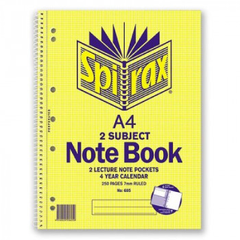 Spirax 605 2 Subject Notebook A4 125 Leaf