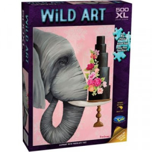 Wild Art 500 Piece XL Jigsaw Puzzle Elephant With  Chocolate Cake