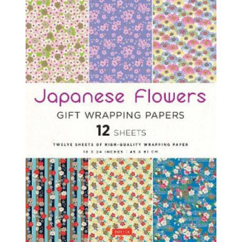 Japanese Flowers Gift Wrapping Papers - 12 sheets: 18 x 24 inch (45 x 61 cm) Wrapping Paper