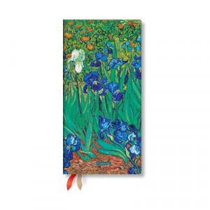 Van Gogh's Irises Slim 12-month Horizontal Hardback Dayplanner 2025 (Elastic Band Closure)