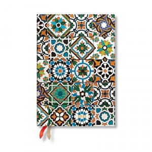 Porto (Portuguese Tiles) Midi 12-month Day-at-a-time Hardback Dayplanner 2025 (Elastic Band Closure)