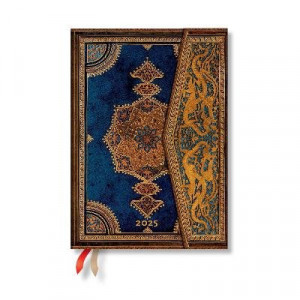 Safavid Indigo (Safavid Binding Art) Midi 12-month Horizontal Hardback Dayplanner 2025 (Wrap Closure)