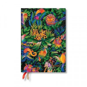 Jungle Song (Whimsical Creations) Midi 12-month Vertical Hardback Dayplanner 2025 (Elastic Band Closure)