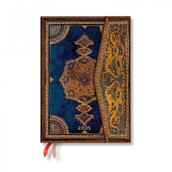 Safavid Indigo (Safavid Binding Art) Midi 12-month Vertical Hardback Dayplanner 2025 (Wrap Closure)