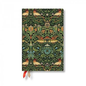 Morris Birds (William Morris) Mini 12-month Horizontal Softcover Flexi Dayplanner 2025 (Elastic Band Closure)